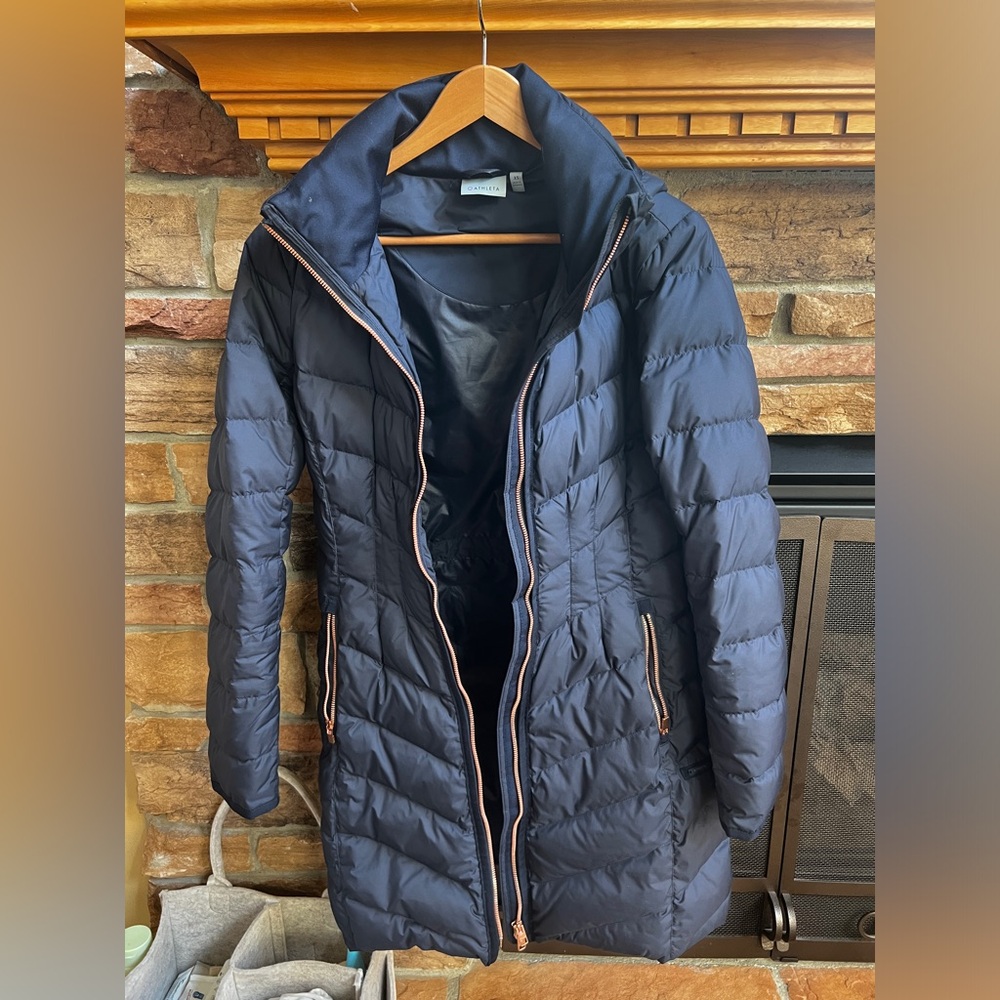 Athleta Goose Down Polyester Navy Blue winter coat